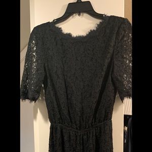 Diane Von Furstenberg black lace jumpsuit sz 2 XS